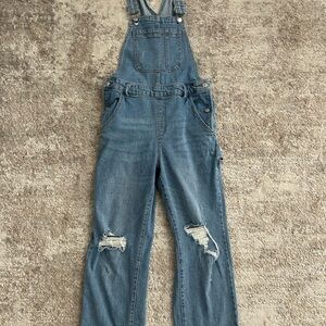 wild fable Medium Wash Distressed Denim Overalls